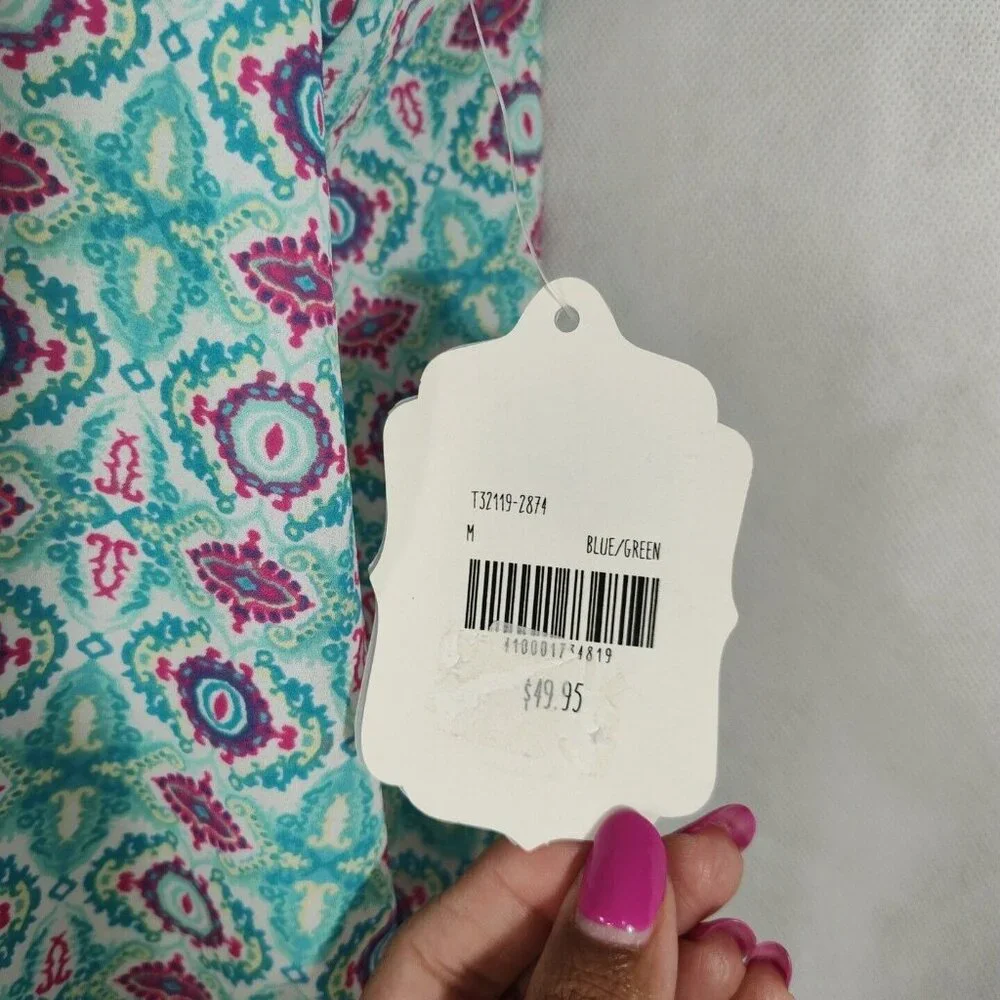 Altard State Blue-Green Printed Tank Top Racerback Bow Women Size M NEW - Picture 4 of 8